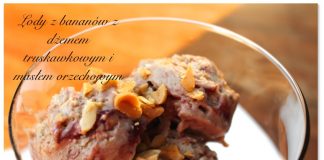 LODY DOMOWE Z KOKOSEM, BANANAMI, DŻEMEM TRUSKAWKOWYM I MASŁEM ORZECHOWY