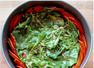 Tarta ze słodkich ziemniaków ze szpinakiem