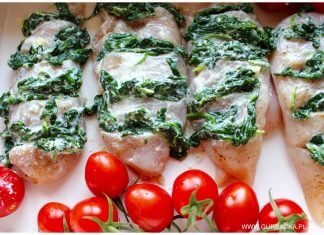 Piersi kurczaka nadziewane szpinakiem i gorgonzolą