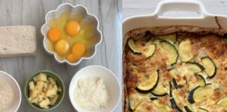 Zapiekanka z cukinii, tofu i mozzarelli – zdrowy przepis bogaty w białko i błonnik Zapiekanka z cukinii, tofu i jajek – zdrowy obiad bogaty w białko i błonnik