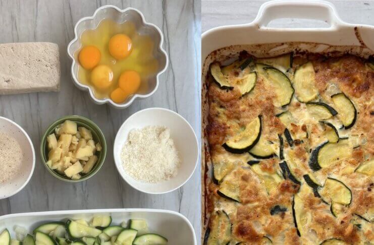 Zapiekanka z cukinii, tofu i mozzarelli – zdrowy przepis bogaty w białko i błonnik Zapiekanka z cukinii, tofu i jajek – zdrowy obiad bogaty w białko i błonnik